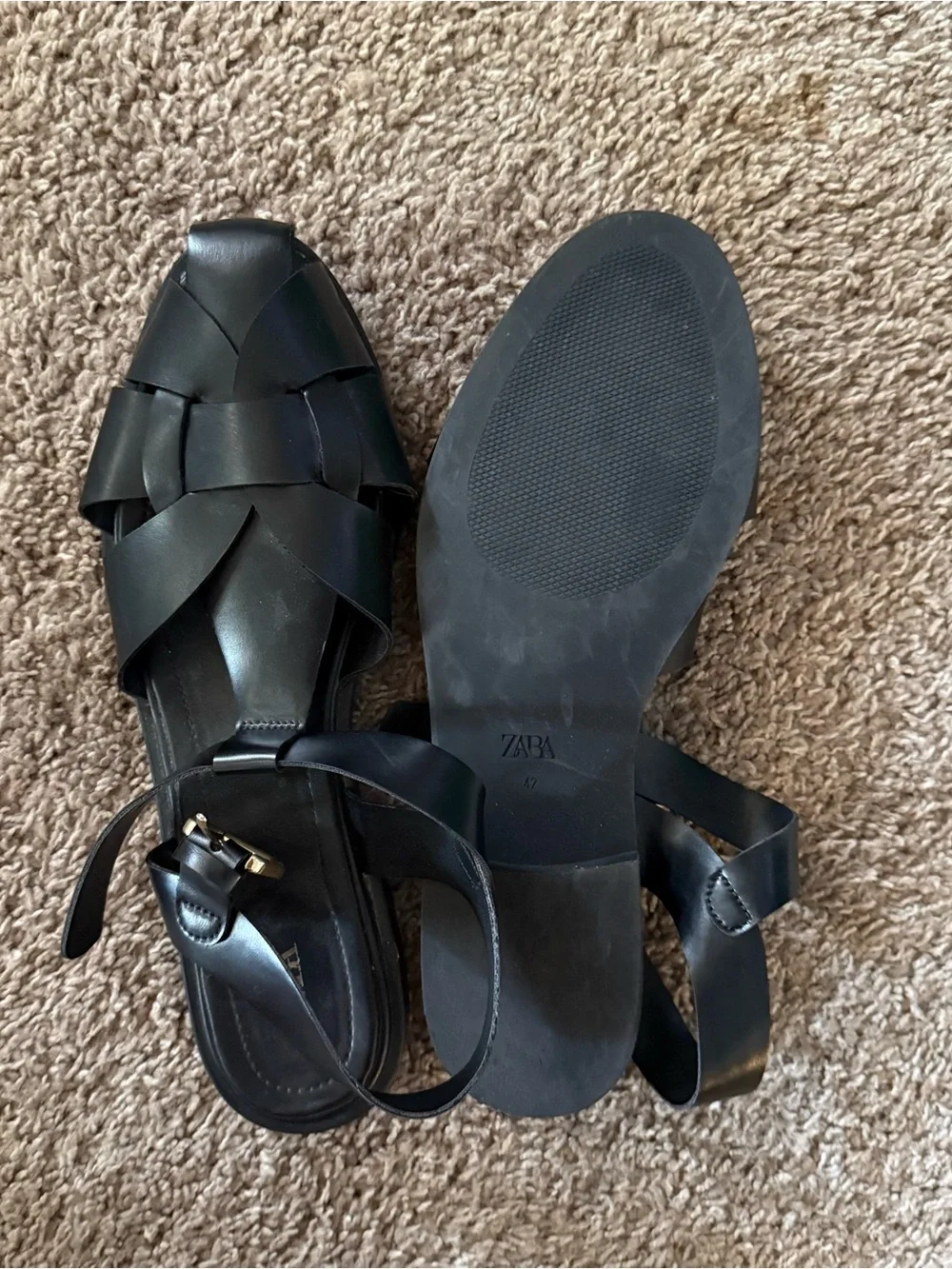 Zara Black Woven Leather Sandals - Picture 3 of 4